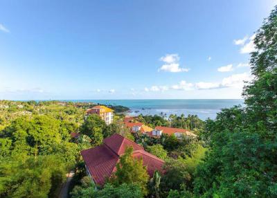 Scenic view overlooking lush foliage with a coastal backdrop