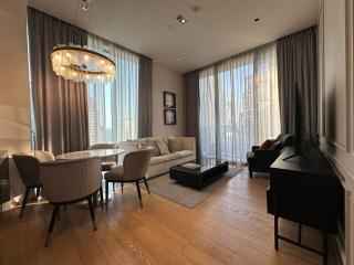 Elegant living room with modern furniture and natural light