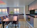 Modern kitchen with dining area