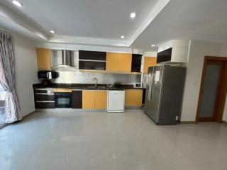 Modern spacious kitchen with stainless steel appliances