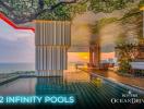 Luxurious infinity pool overlooking sunset with elegantly designed seating area