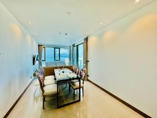 Modern dining room with ocean view