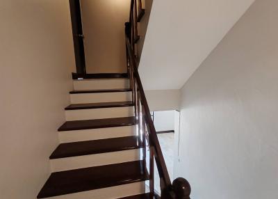 Wooden staircase in a residential home