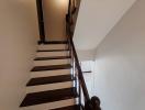 Wooden staircase in a residential home