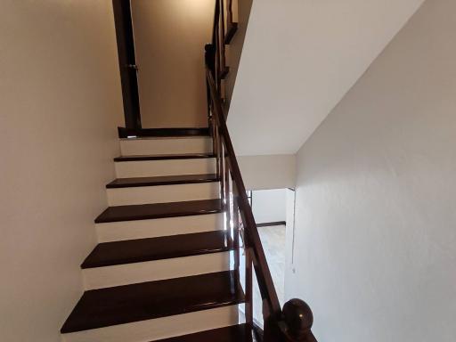 Wooden staircase in a residential home