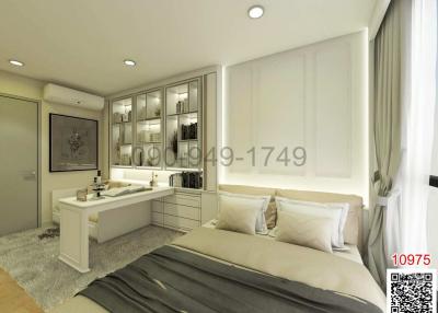 Modern and spacious bedroom with attached bathroom