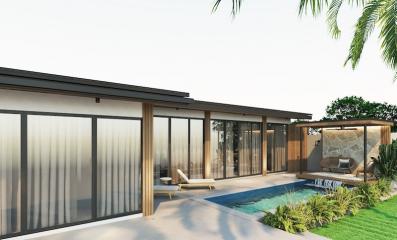 Modern single-story house with pool and garden