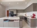 Modern kitchen with stainless steel appliances and center island