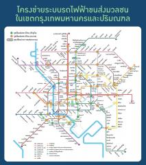 Map of the public transportation network including trains and buses