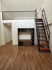 Modern interior design with staircase and mezzanine