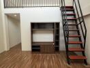 Modern interior design with staircase and mezzanine