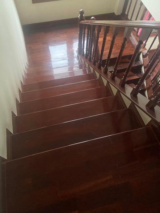 Glossy wooden staircase inside a residence