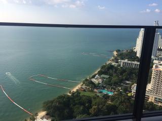 Stunning ocean view from a high-rise apartment balcony