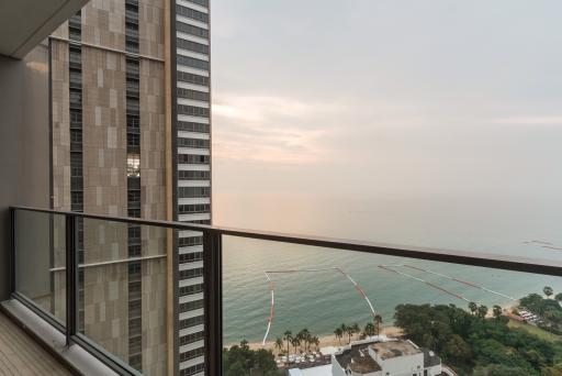 High-rise apartment balcony overlooking the beach