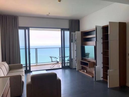 Modern living room with ocean view