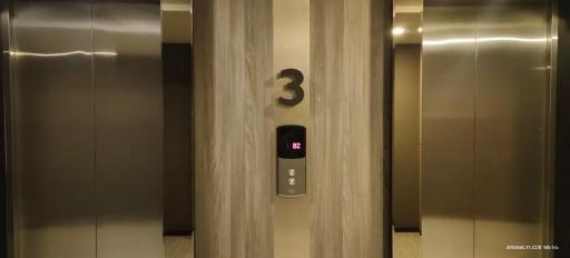 Modern elevator lobby with digital floor indicator