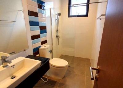 Modern bathroom with colorful tiles