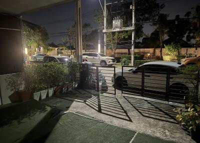 Night view of a residential outdoor parking space