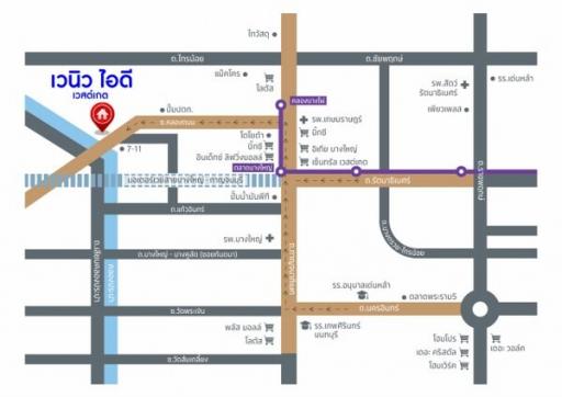 Illustrative map showing the street layout and important locations in the area