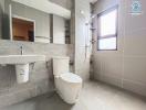 Modern bathroom with elegant tiling