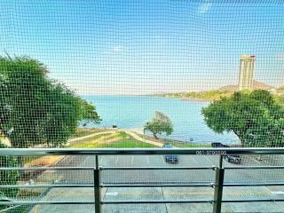 Scenic lake view from balcony with protective railing