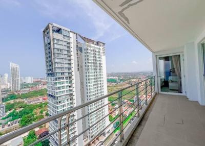 Spacious balcony with panoramic city views