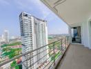 Spacious balcony with panoramic city views