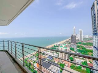 Balcony view overlooking the city and sea