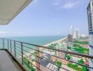 Balcony view overlooking the city and sea