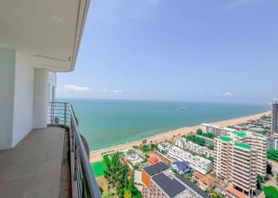High-rise balcony view overlooking the beach and the ocean