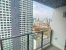 High-rise apartment balcony with city view