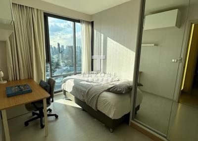 Modern bedroom with city view