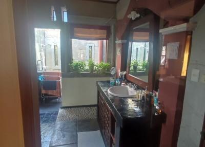 Modern bathroom interior with vanity and natural light