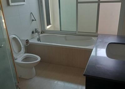 Modern bathroom interior with bathtub