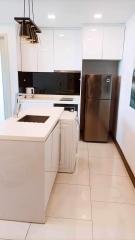 Modern kitchen interior with stainless steel appliances