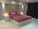 Elegant modern bedroom with ambient lighting