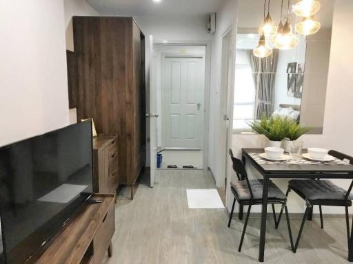 Modern living room with dining area