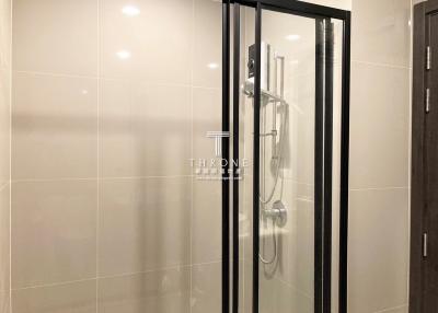 Modern bathroom interior with glass shower