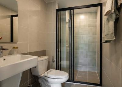 Modern bathroom with shower cabin