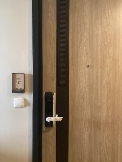 Modern door of an apartment with electronic key access system