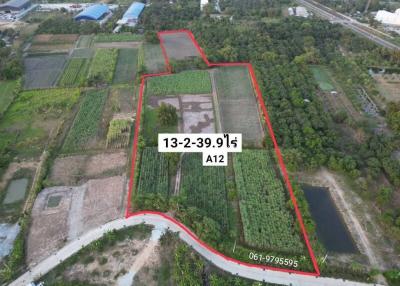 Aerial view of agricultural land for sale with clear property boundaries marked