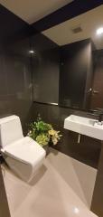 Modern bathroom interior with sleek finishes