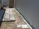 Residential property side yard with walkway