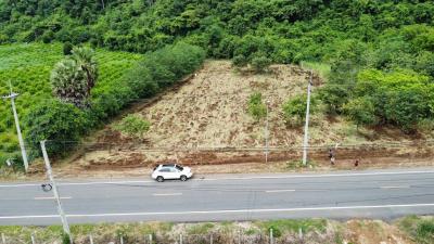 Aerial view of a potential building land with road access