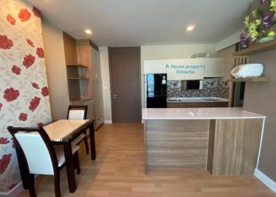 Modern kitchen with dining area in a house property