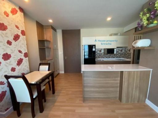 Modern kitchen with dining area in a house property