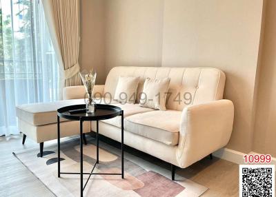 Elegant living room interior with a comfortable sofa and modern coffee table