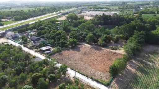 Aerial view of a spacious land plot ready for development