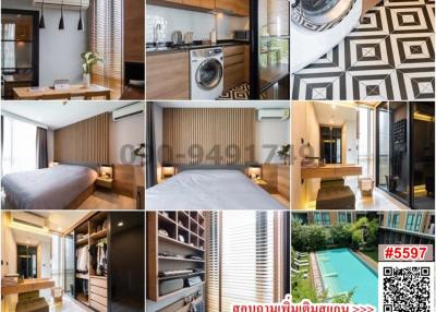Collage of different rooms and amenities in a modern apartment