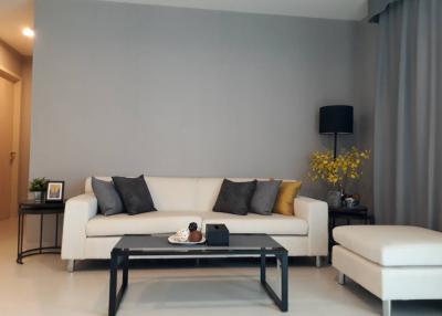 Modern living room interior with comfortable sofa and stylish decor